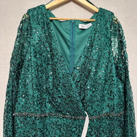 NWT Mac Duggal Beaded Embroidery Illusion Sleeve Dress - size 22 - Picture 6 of 8